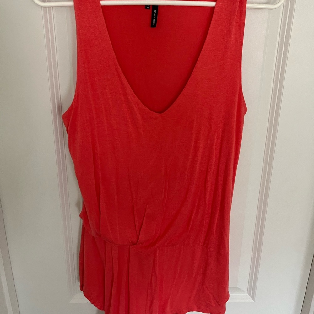 Tank top with gathered front coral